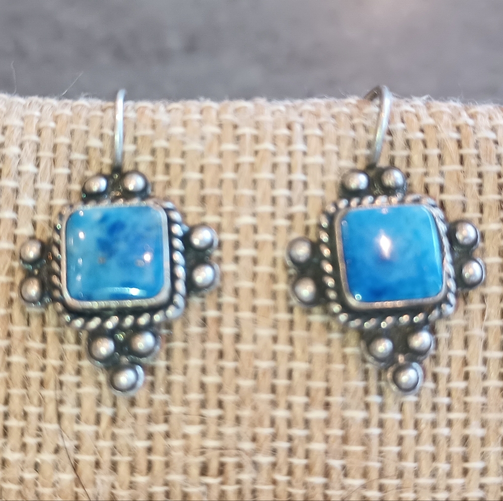 OTO Turquoise Earrings Sterling Turquoise Dangle Earrings